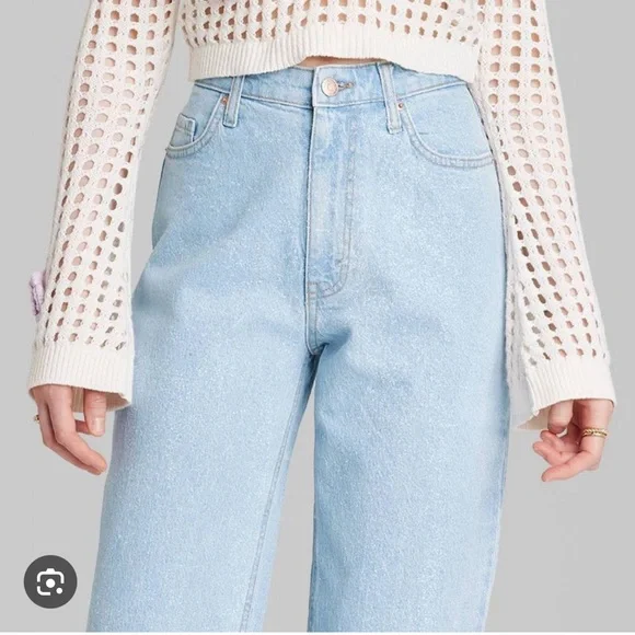 Wild Fable 90s Relaxed Straight Leg Glitter Jeans Size 10 - Picture 2 of 8